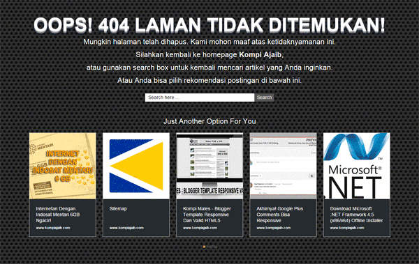 Menambahkan Recommended Content Di Halaman Error 404 Recommended Content Di Halaman Error 404