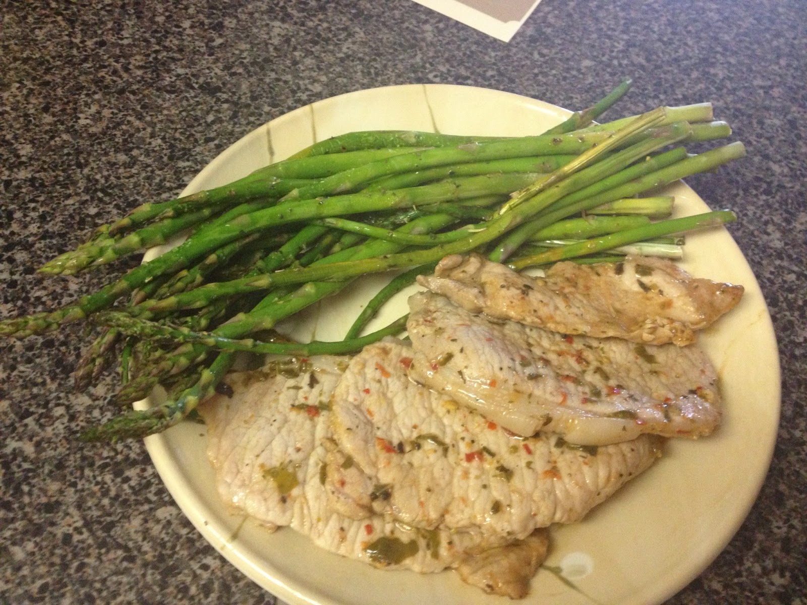 What Holly's Cooking Savory Pork Chops and Asparagus!