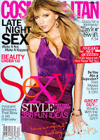 Taylor Swift graces the cover of  Cosmopolitan December 2012 issue in a  tight purple dress