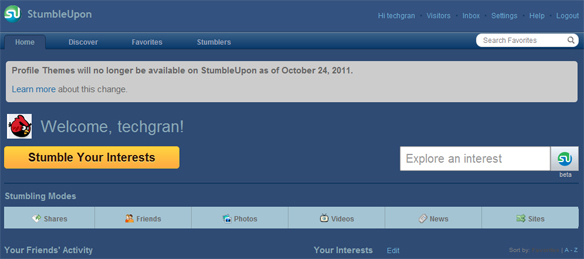 StumbleUpon Profile Themes, Profile Themes will no longer be available on StumbleUpon as of October 24, 2011.