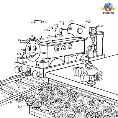 Kids games dot to dot numbers coloring pictures free online Thomas duck the great western engine