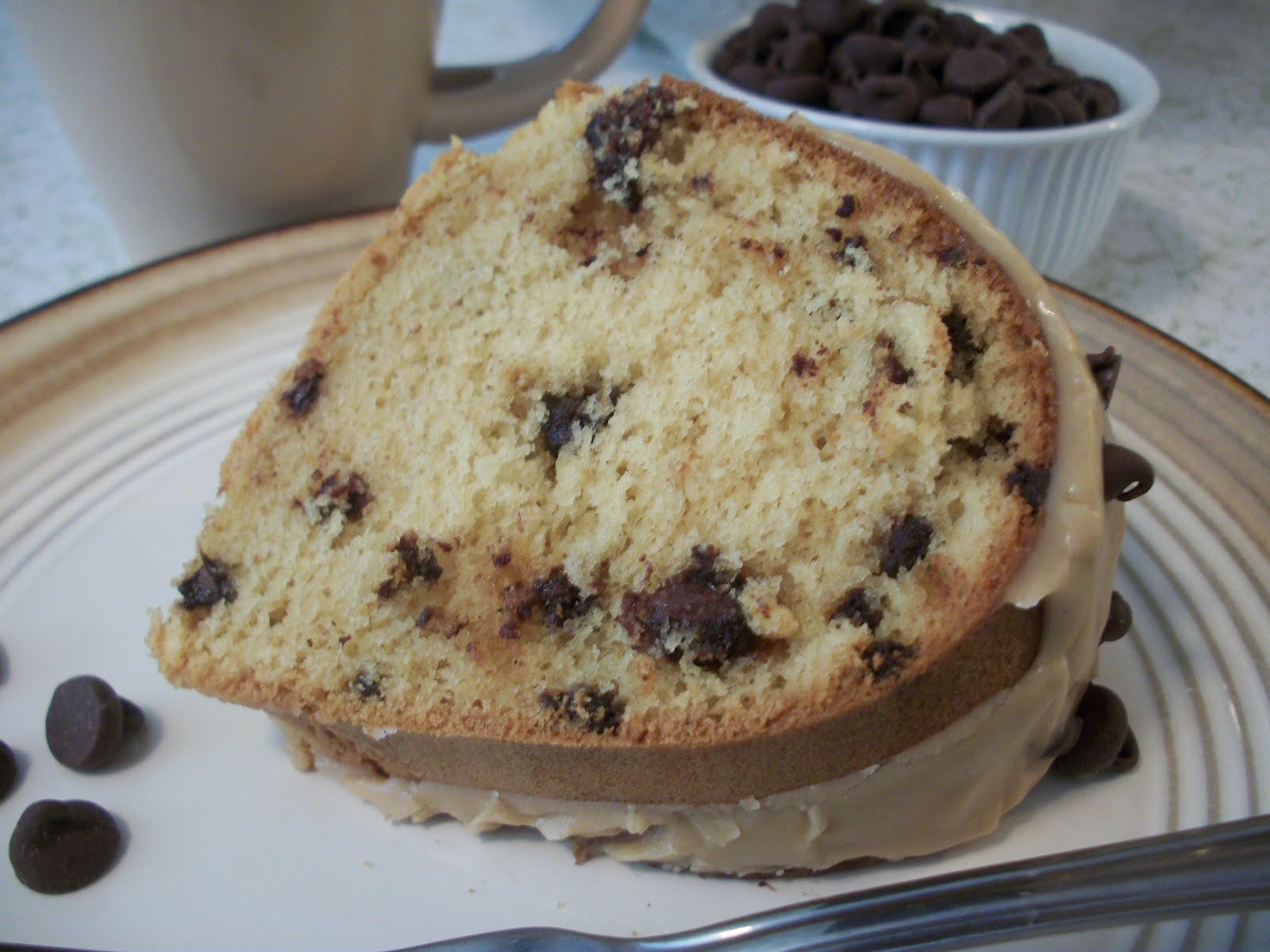 The Big Green Bowl Peanut Butter Chocolate Chip Bundt Cake