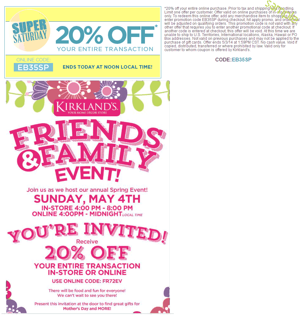 Kirklands coupon 20