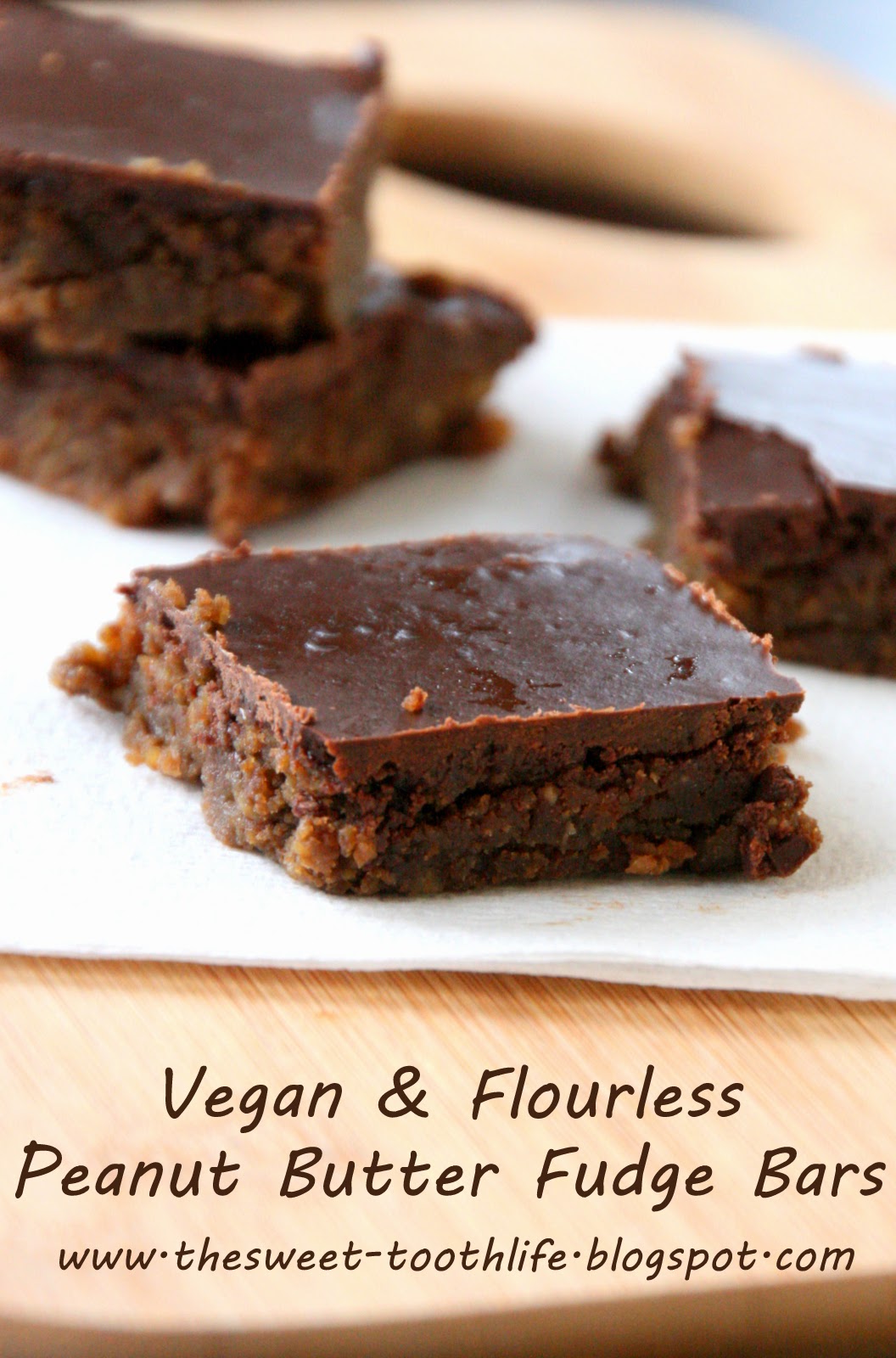 The Sweet {Tooth} Life Vegan and Flourless Peanut Butter Fudge Bars