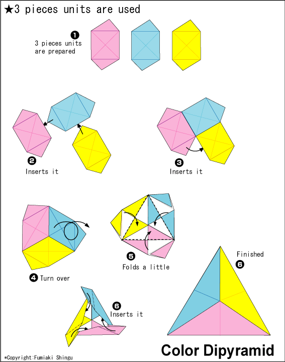 Origami Color Dipyramid instruction Easy Origami instructions For Kids