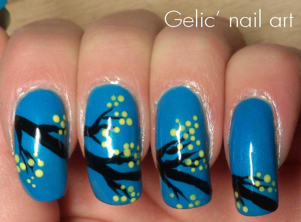 Gelic' nail art Brazil Golden trumpet tree nail art