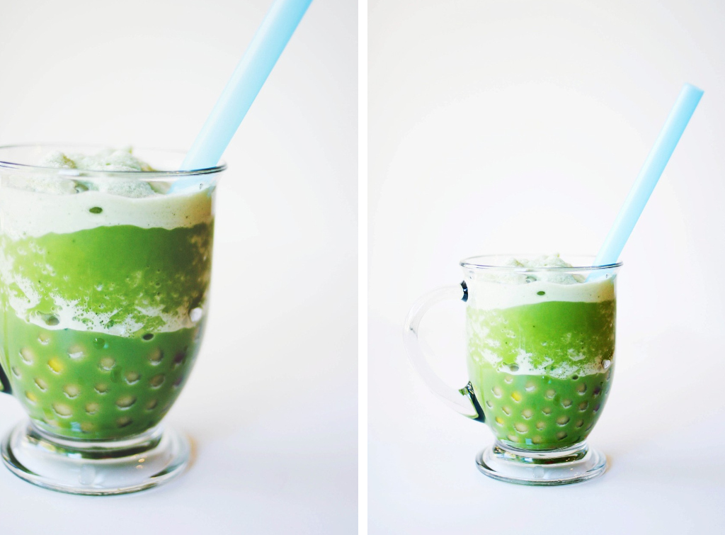 Unedeux senses Matcha Green Tea Slushie with Boba