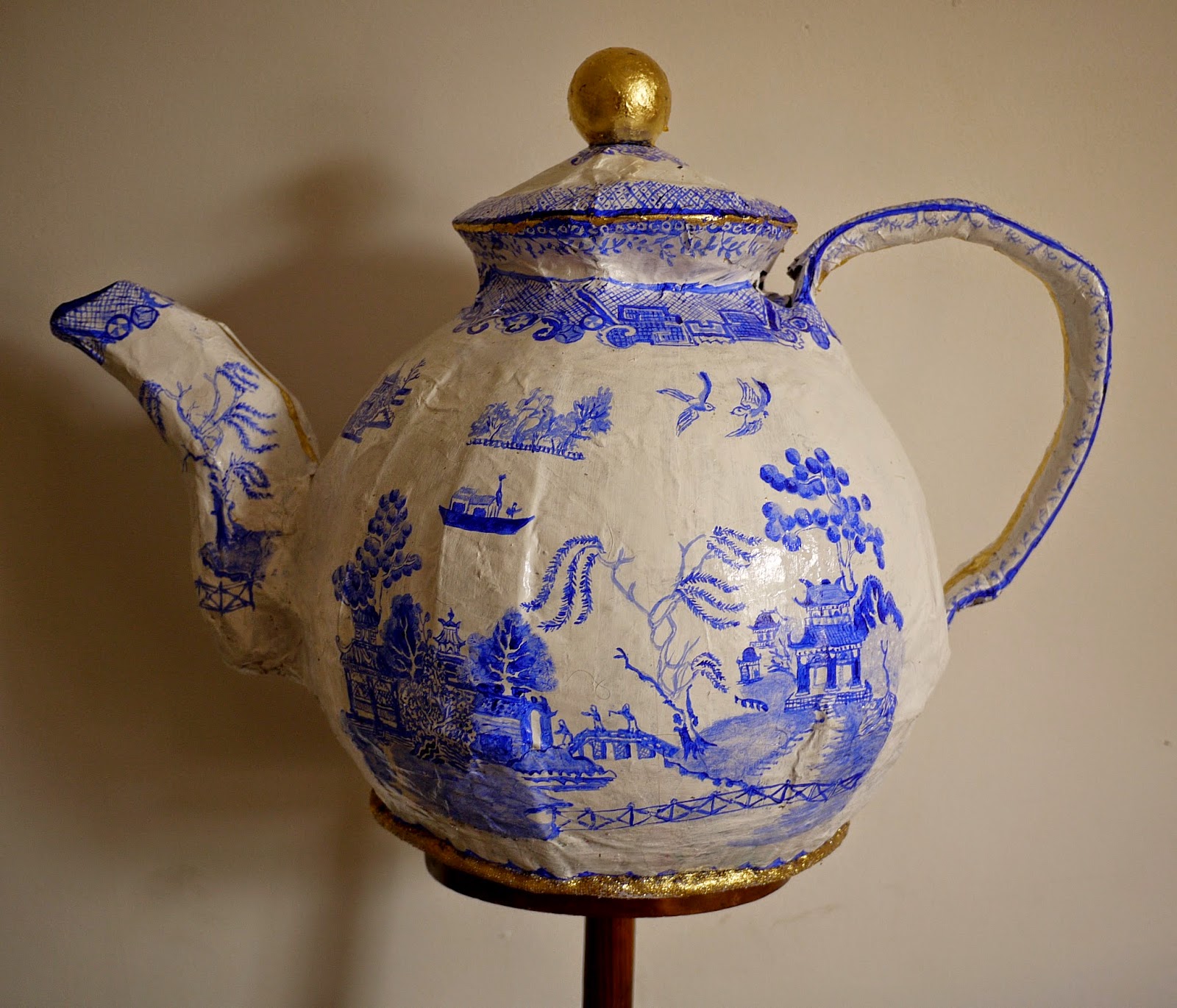 Ruth Winding Our papier maché teapot hat, for Bridport Hatfest 2014