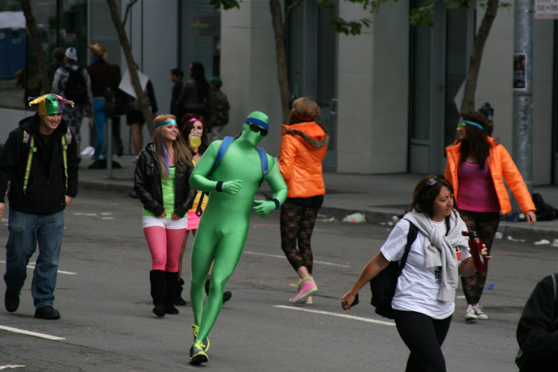 100th Bay to Breakers green lycra suit
