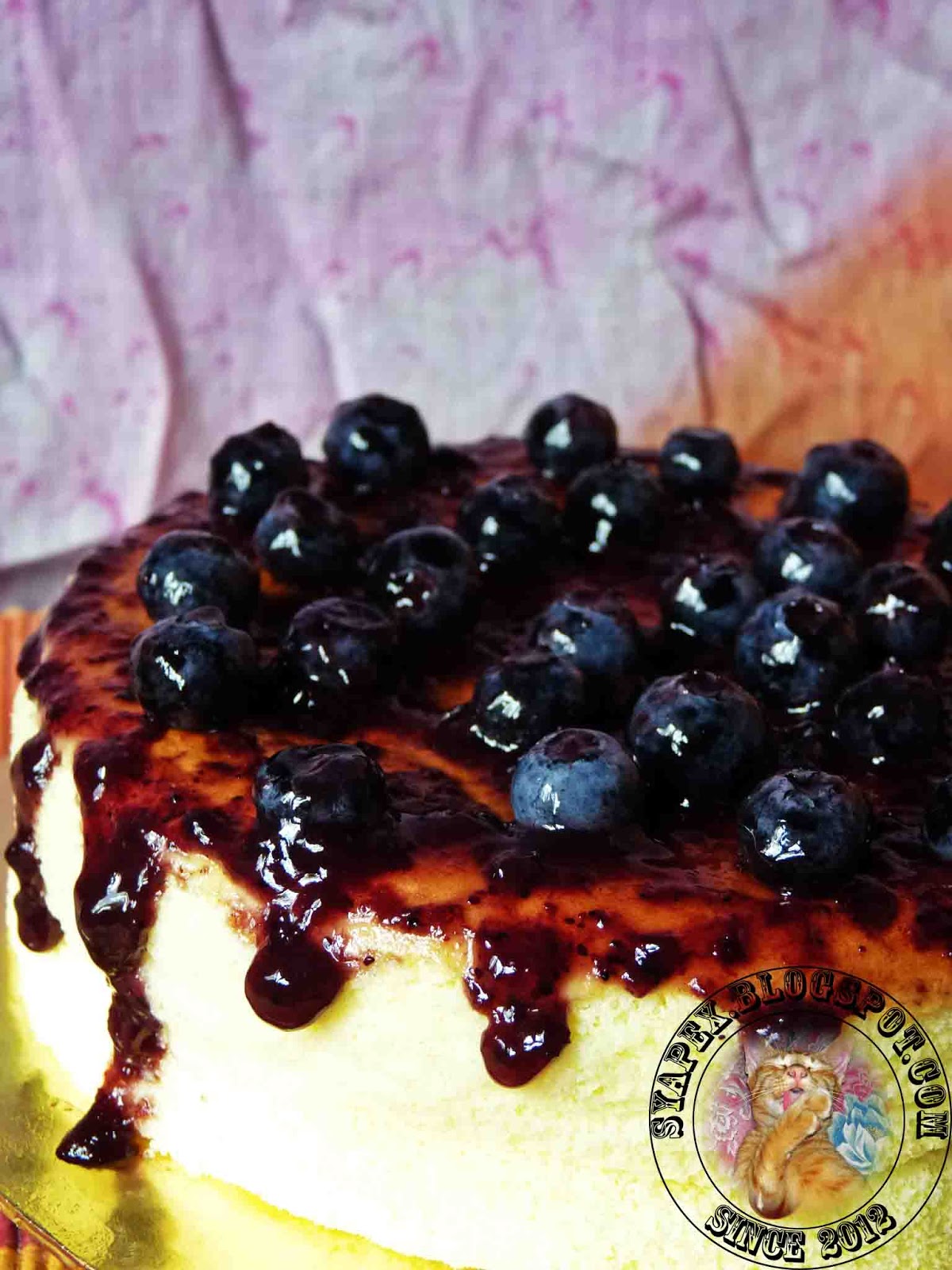 syapex kitchen Cotton Soft Japanese Cheesecake With Blueberry Topping