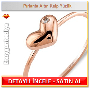 Bayana Sevgililer günü hediyesi Pırlanta Altın Kalp Yüzük
