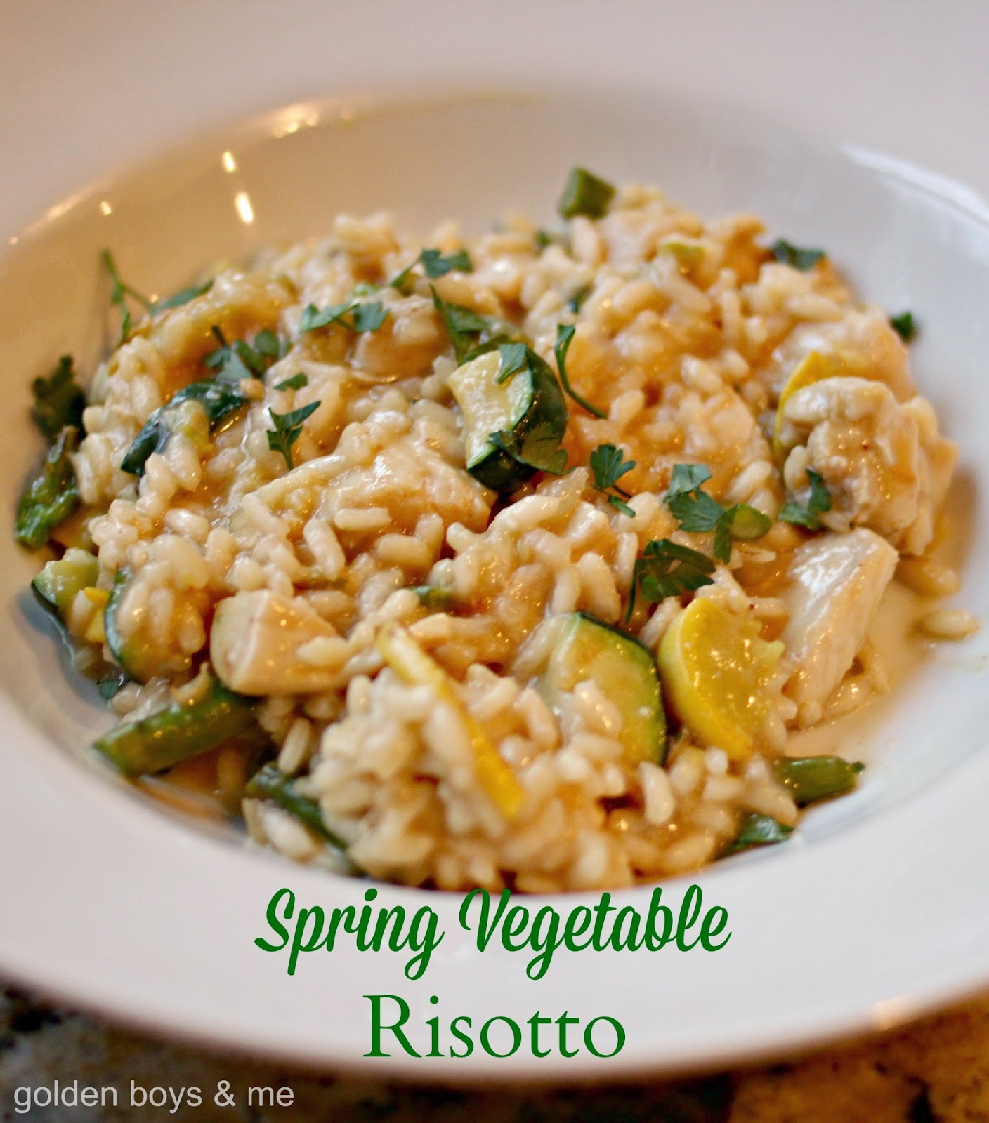 Risotto with Spring Vegetables & Chicken | Golden Boys & Me