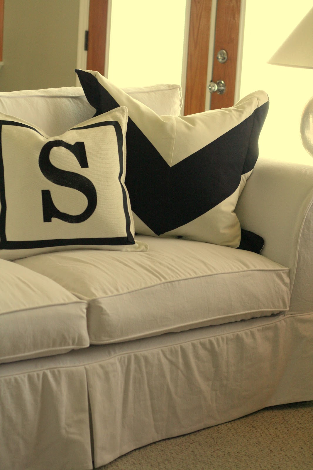 White Twill Couch Slipcovers by Shelley