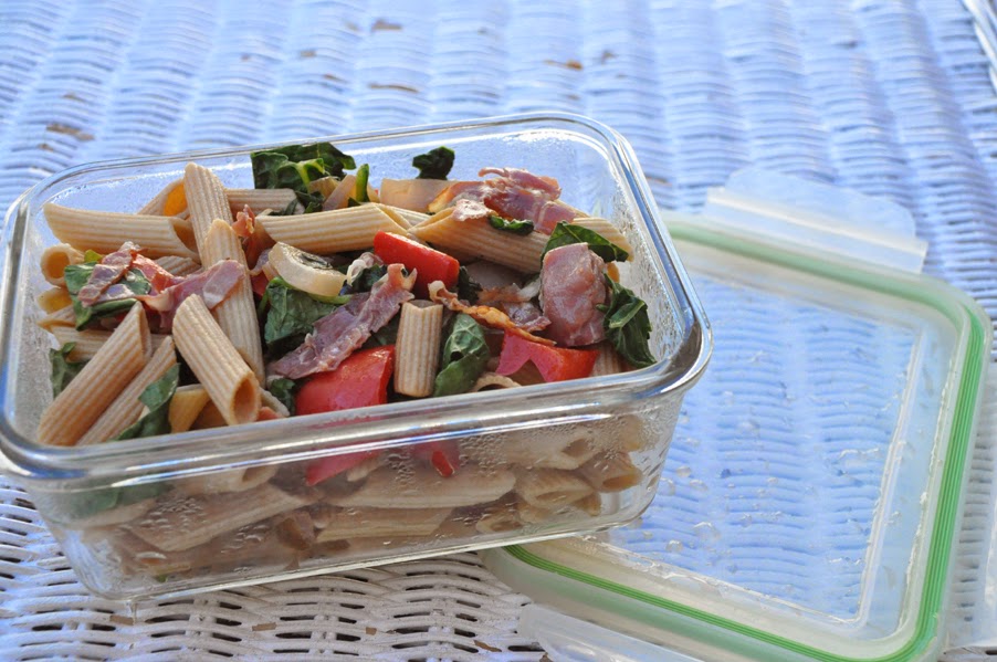 Stealth Cooking Pasta with Prosciutto, Kale, and Red Pepper