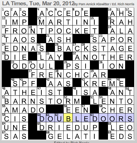 crossword corner times answer grid