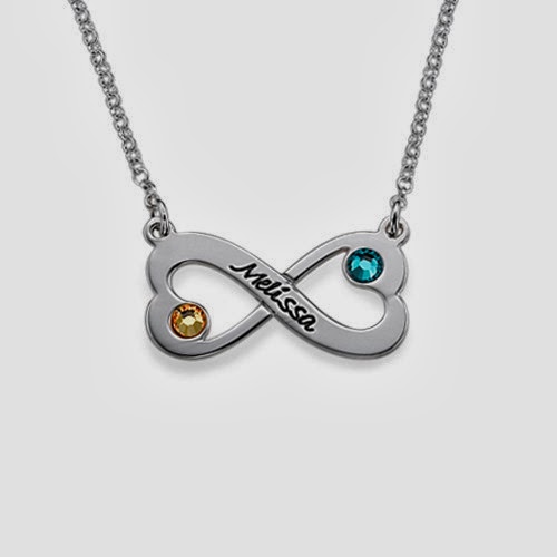 Engraved Infinity Heart Necklace with Swarovski Engraved Infinity Heart Necklace with Swarovski