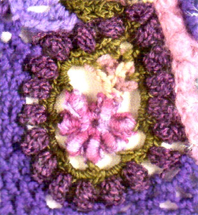 punto gota con flor de chal en free crochet
