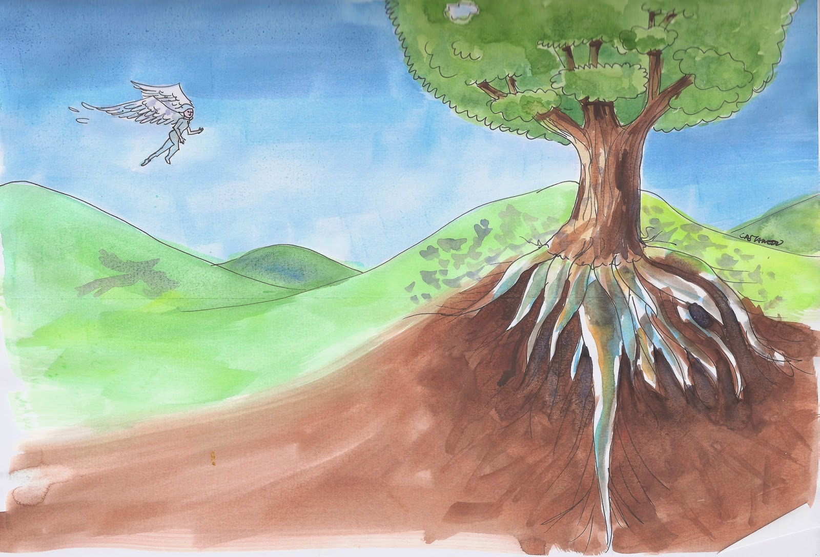 Eres el árbol y también el ser alado "Mis pies ¡qué hondos en la tierra!/ Mis alas ¡qué altas en el cielo!" J. R. Jiménez