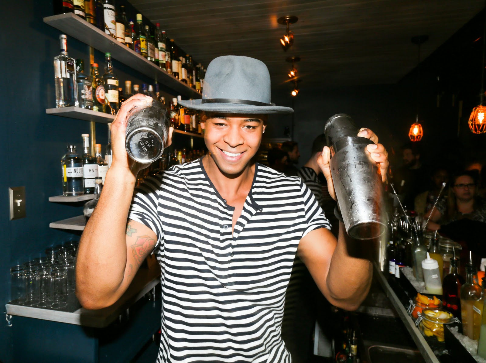 Bartender makes cocktails at Dullboy Jersey City