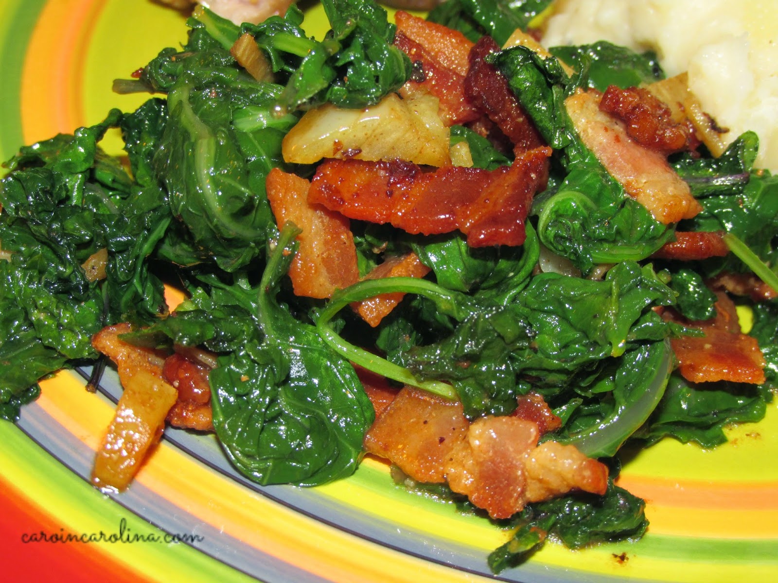 Carolyn in Carolina Sauteed Kale and Bacon!