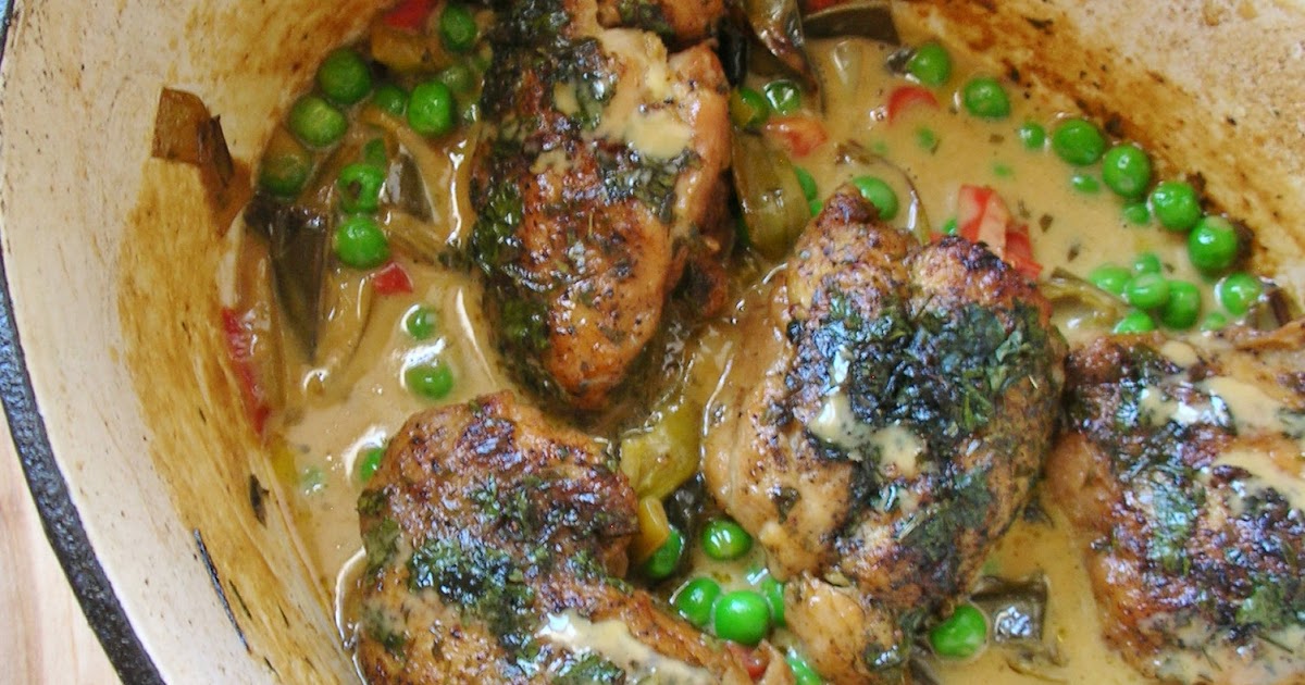 Basil Tarragon Chicken with Leek Cream Sauce
