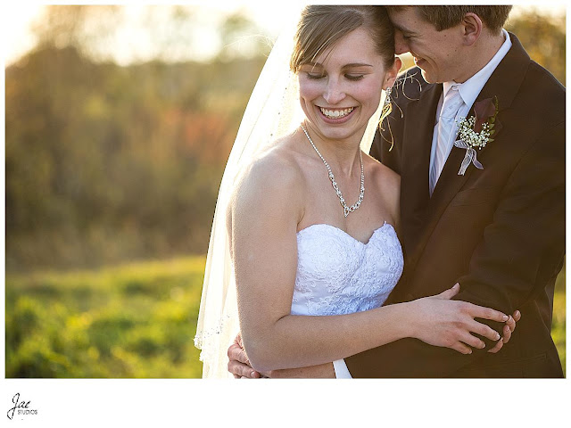 Fall church wedding in November with Purple Accents