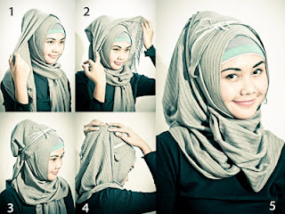 Gambar cara memakai jilbab kreasi modern