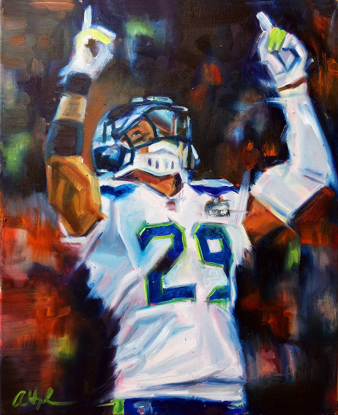 Paintings by Aaron Hazel: Earl Thomas Super Bowl