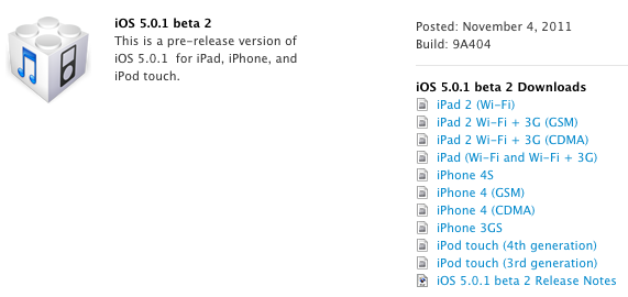 iOS 5.0.1 beta 2