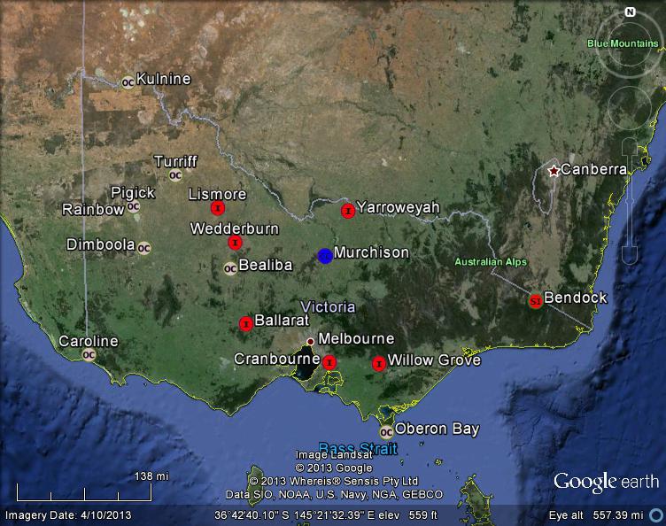victoria australia meteorites map v1 c 2013 lunarmeteoritehunter google earth