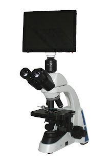 Richter Optica UX1-LCD student tablet digital microscope with plan achromat objective lenses.