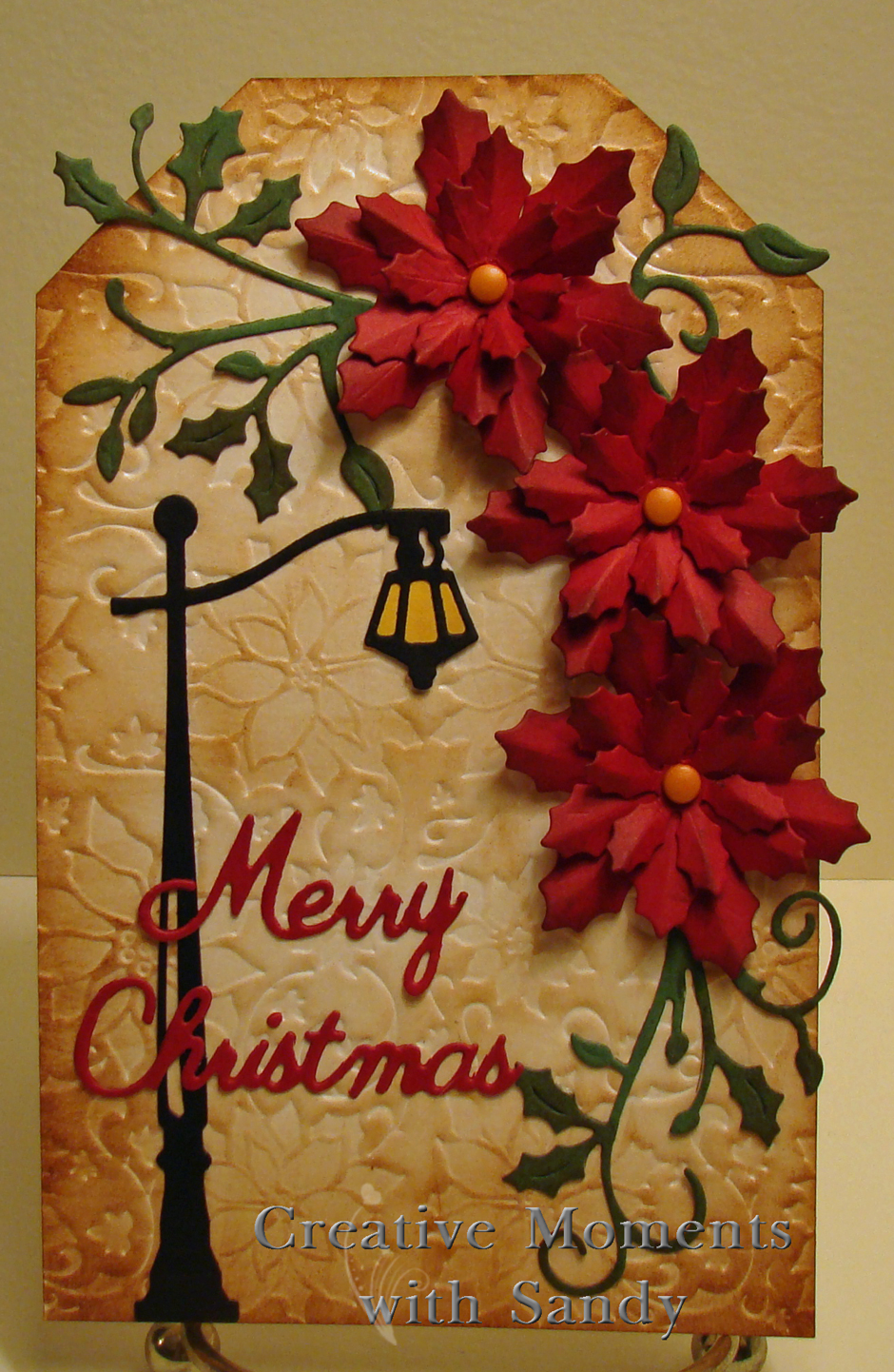 Christmas gift tags designed by your child {25 days series Creative Moments With Sandy: Poinsettia Holiday Tag