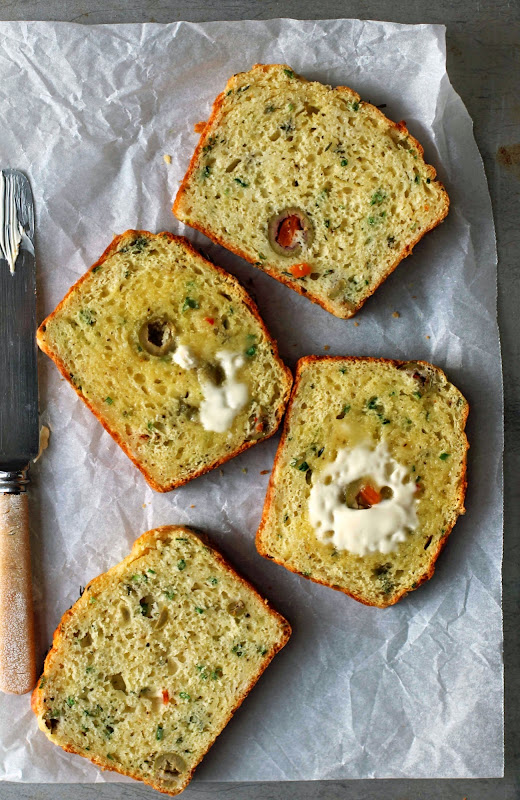 Milk and Honey Cheese Olive and Buttermilk Herb Bread