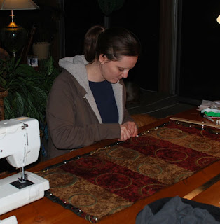 Pinning up the hem