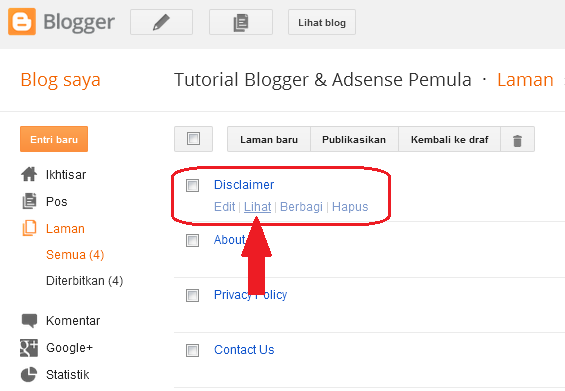 cara membuat halaman disclaimer blog untuk google adsense