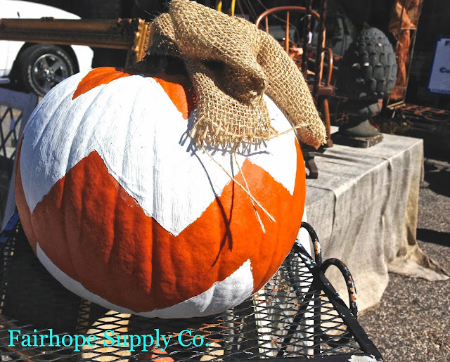 chevron pumpkin, painted with style, Fairhope Supply Co. 