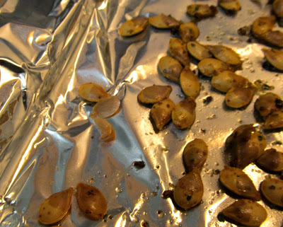 baked acorn squash seeds garlic salt vegan snack healthy