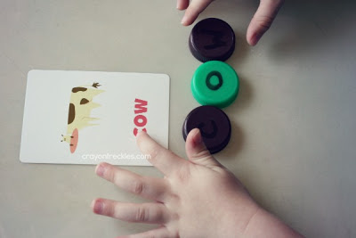 letter bottle cap game for preschool