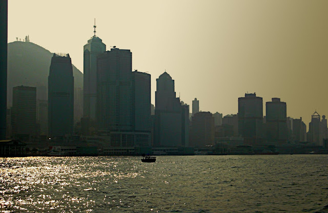 hong kong skyline at dusk