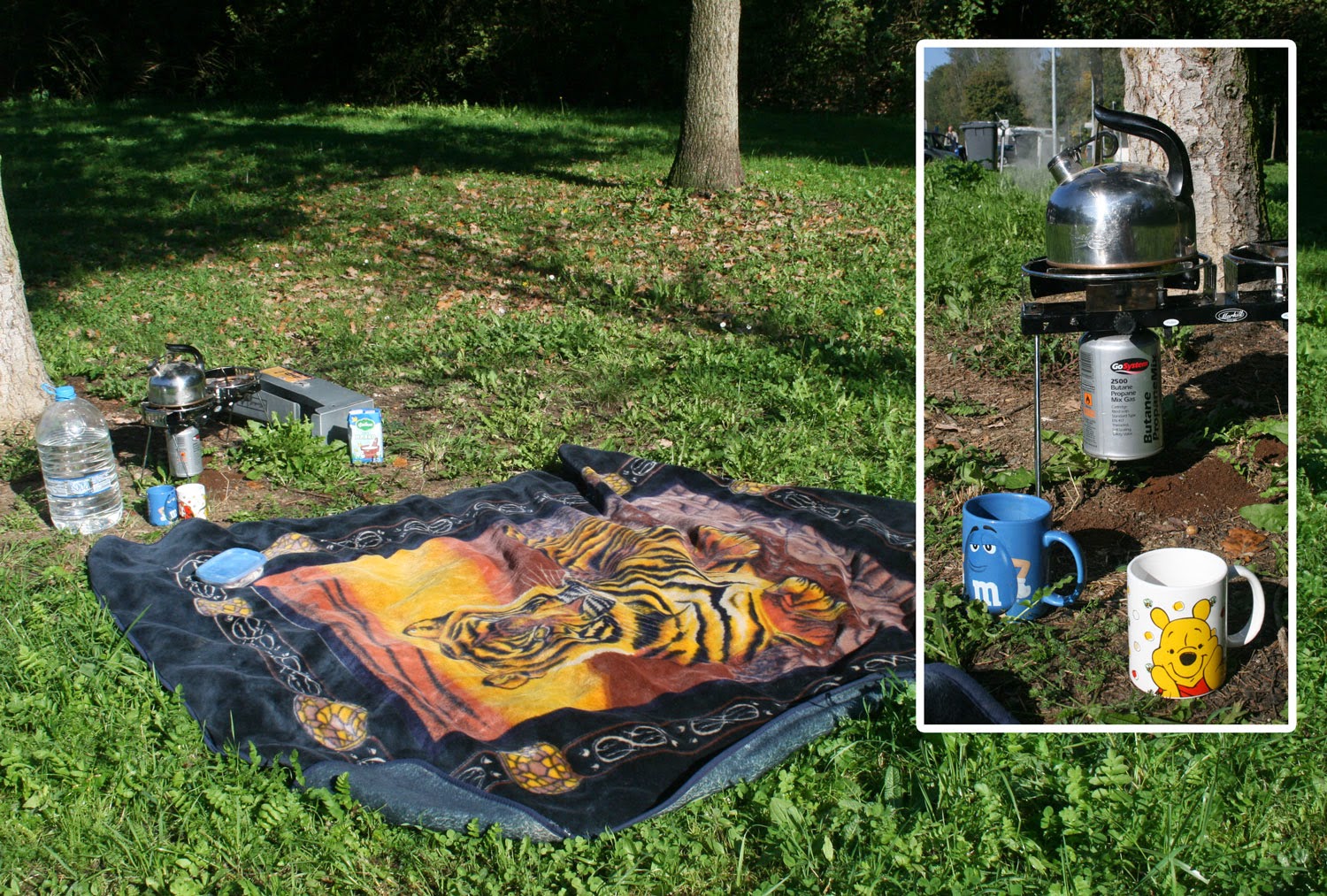 Our picnic spot, and the kettle whistling away Our picnic spot, and the kettle whistling away