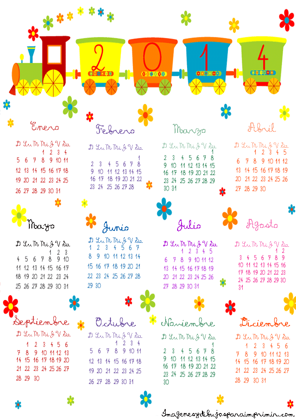 Calendario 2014 para imprimir Imagenes y dibujos para imprimir