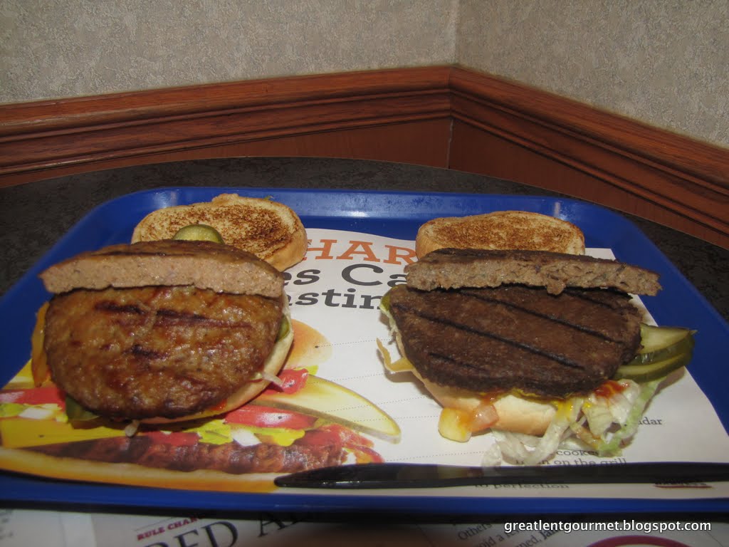 Great Lent Gourmet Day 46 Harvey's Veggie Burger vs Meat Burger