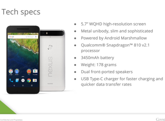 Nexus 6P: Τα slides της παρουσίασης αποκαλύπτουν τα πάντα