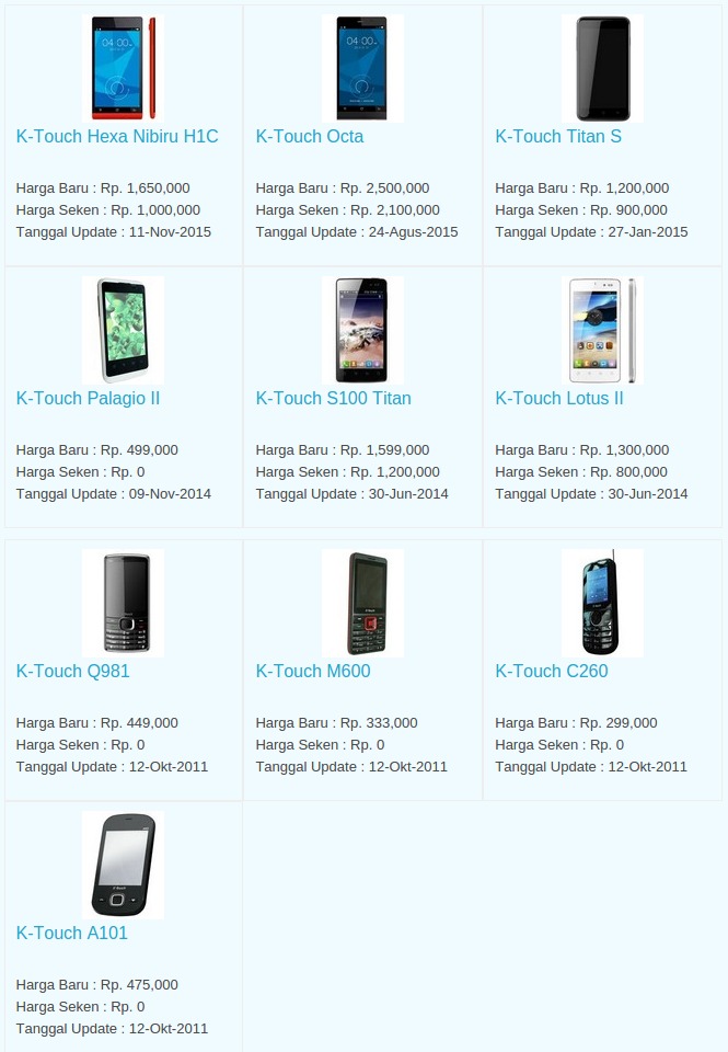 Daftar Harga Hp K-Touch Januari 2016 Daftar Harga Hp K-Touch Januari 2016