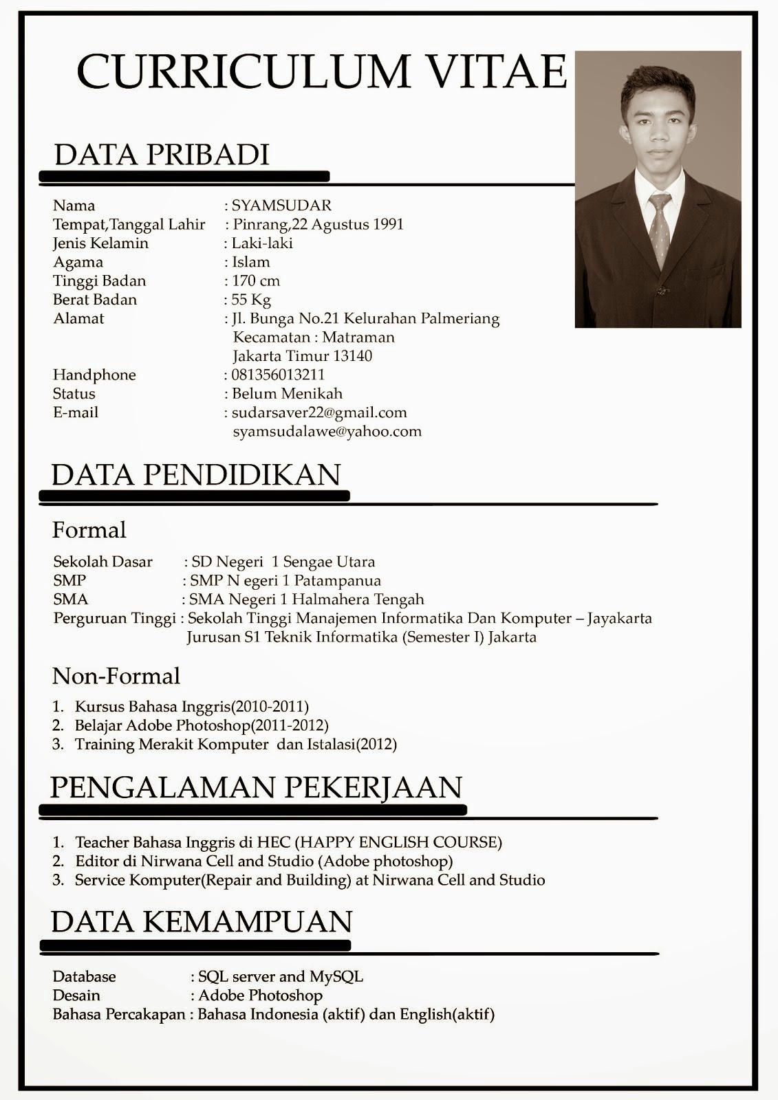 contoh surat lamaran kerja terbaru untuk guru lowongan kerja pt kai juni 2017