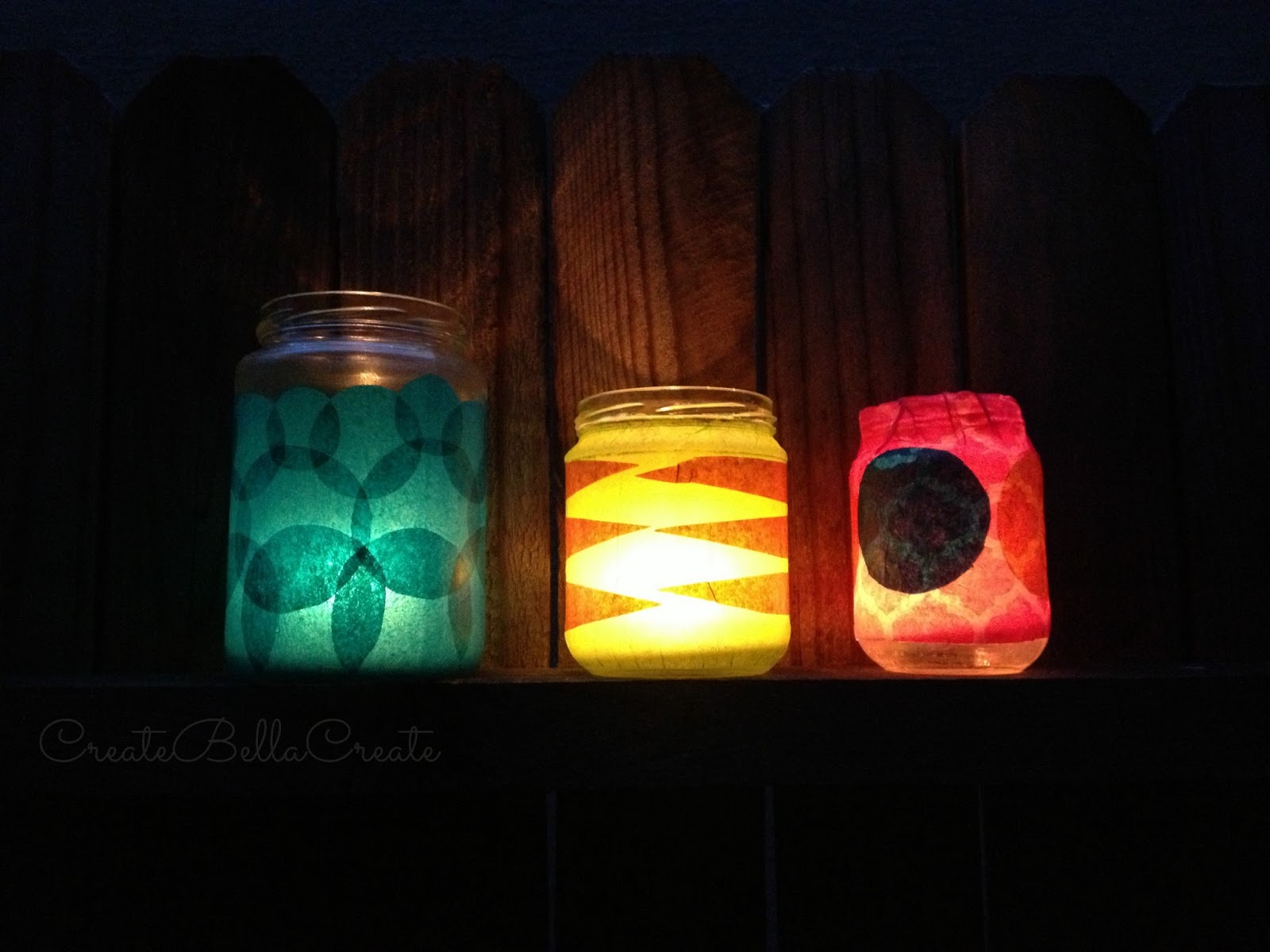 createbellacreate Tissue Paper Glass Jar Luminaries