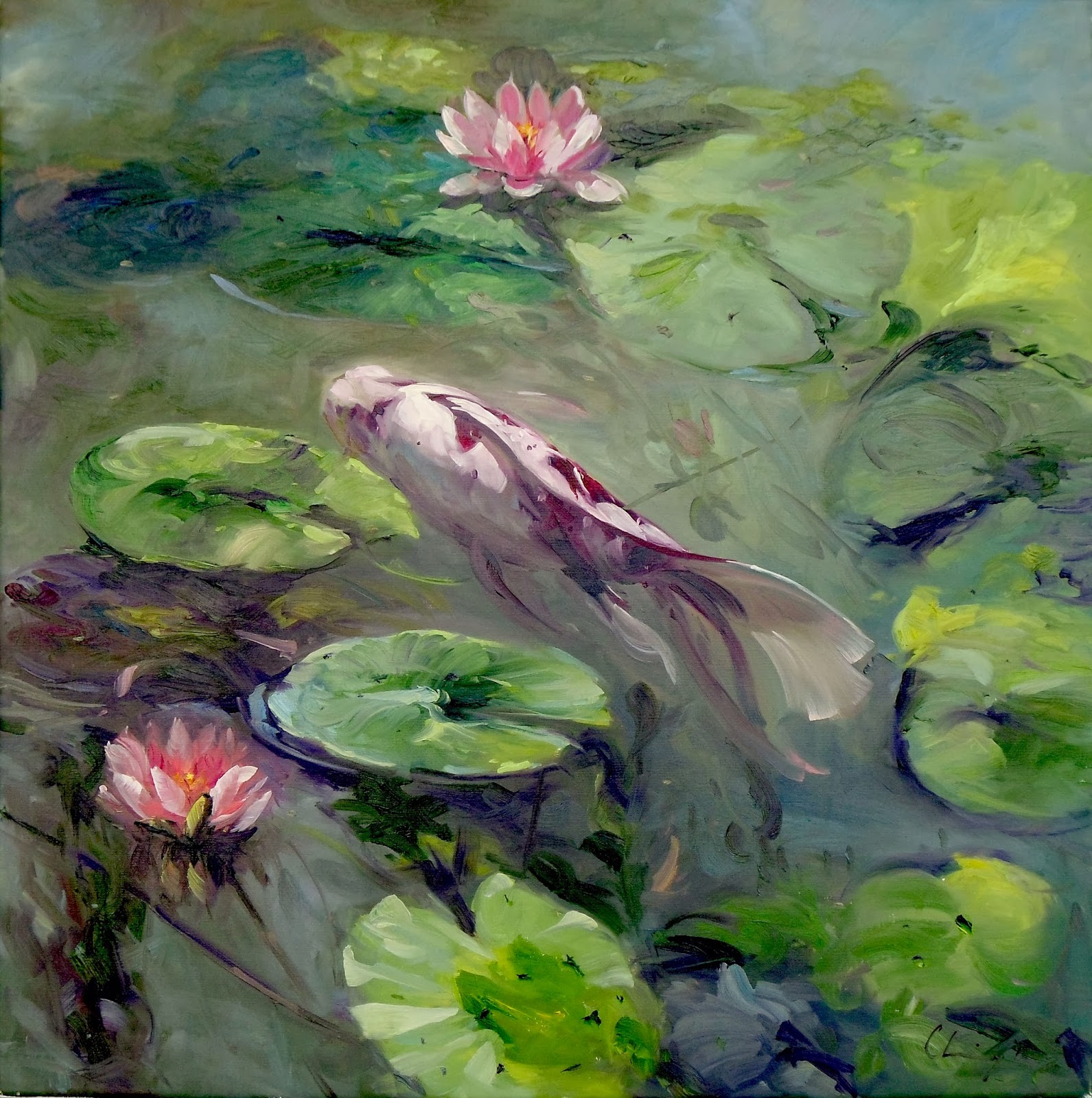Wet On Wet Oil Painting Lily Pads Wet On Wet Oil Painting Lily Pads