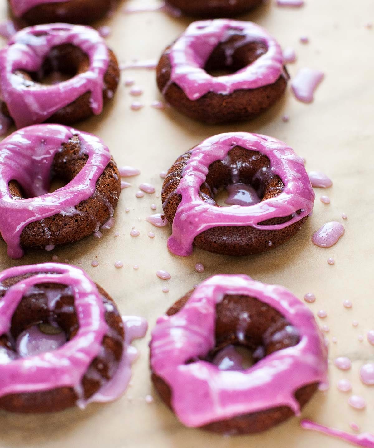 Chocolate Doughnuts with Cherry Cheesecake Glaze (Gluten free, Grain free)