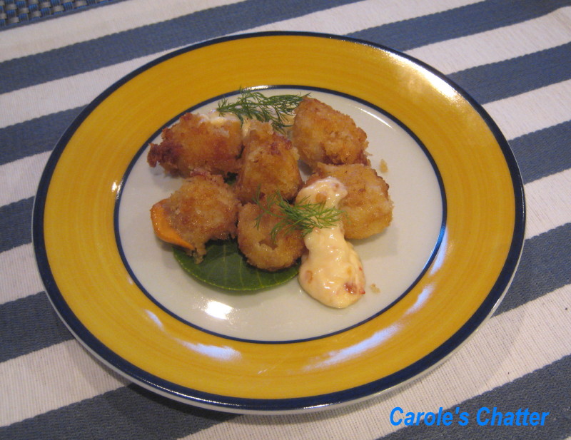 Carole's Chatter Crumbed Scallops with sweet chili mayo