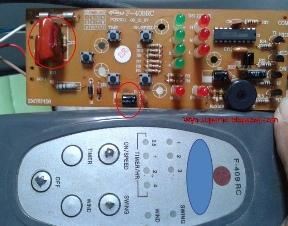 jalan keluar seputar komponen kipas angin remote control yang rusak